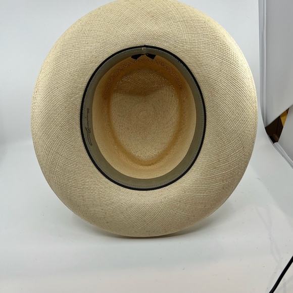 Unisex Classic Wide Brim Straw Panama Fedora with Black Grosgrain Band Medium main image 13